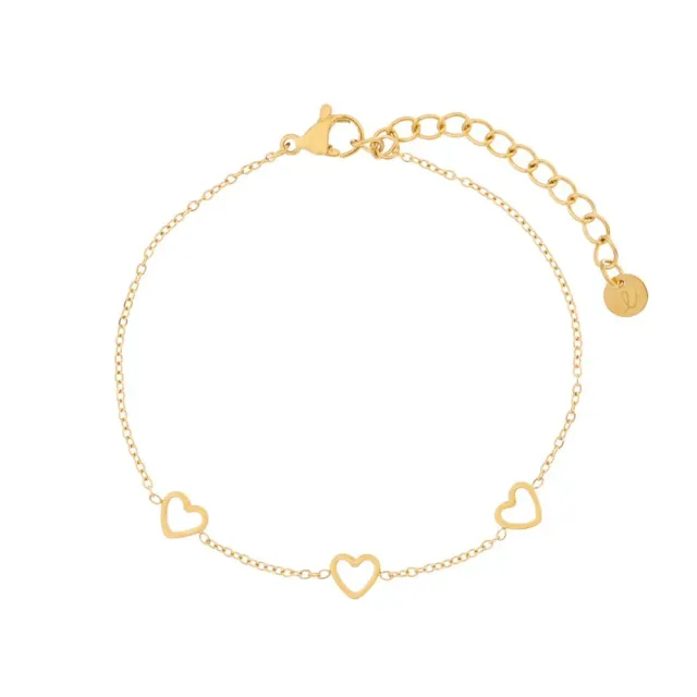 Amiek Open Hearts armband goud 20cm