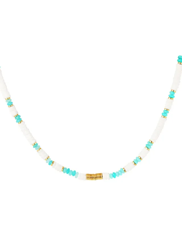 LOVEDRUNKY Beach ketting wit blauw schelp