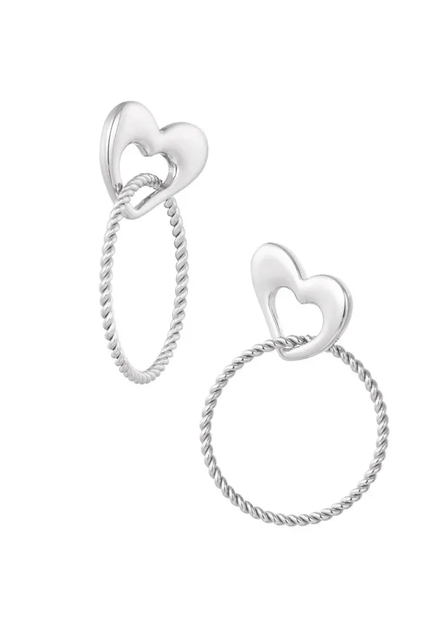 LOVEDRUNKY Heart Ring oorbellen zilver hart 3x4,5cm