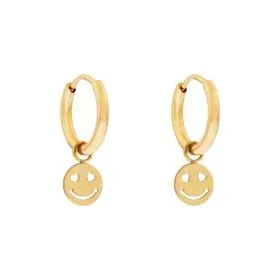 Essentialistics Smiley oorbellen zilver staal 10 mm