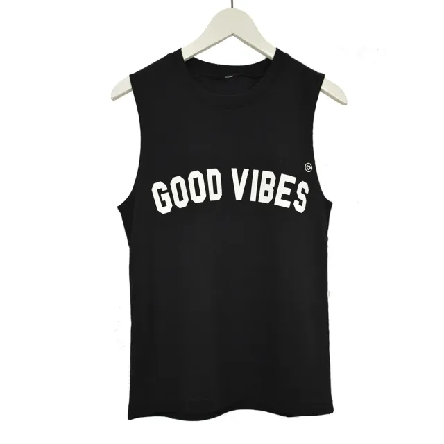 LOVEDRUNKY Good Vibes tanktop zwart opdruk