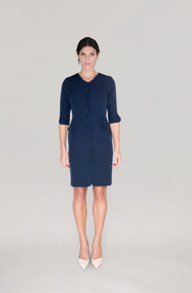 Laboutiek The Button jurk navy blue stretch