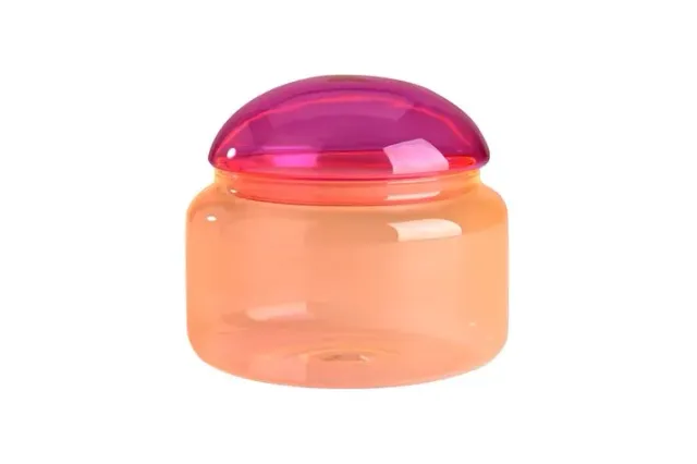 Amiek Glazen Pot snoeppot roze oranje 14 cm