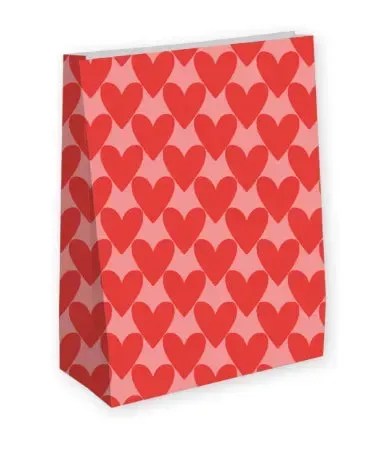 Amiek Hartjes XL kraft zakken roze rood 27x36cm