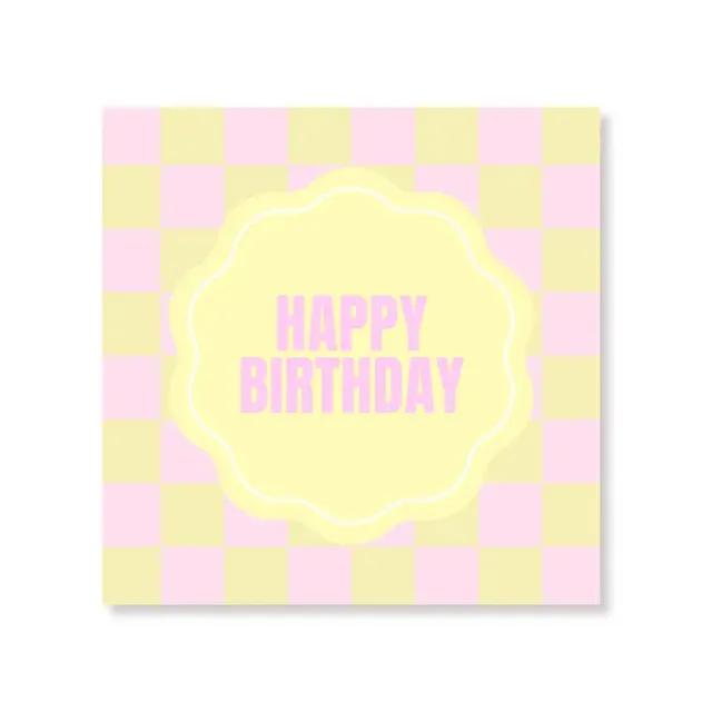 Amiek Happy Birthday servetten 20 stuks roze geel 3-laags