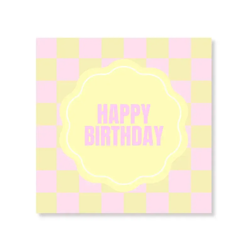 Amiek Happy Birthday servetten 20 stuks roze geel 3-laags