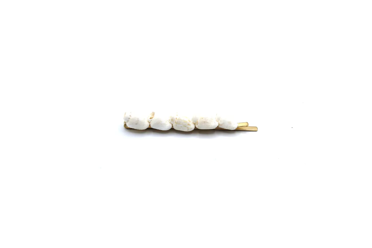 LOVEDRUNKY Schelp haarspeld wit goud 7 cm