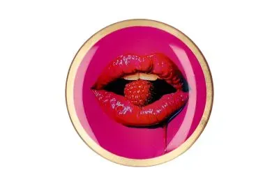 Amiek Loveplate M schaaltje mond roze glas