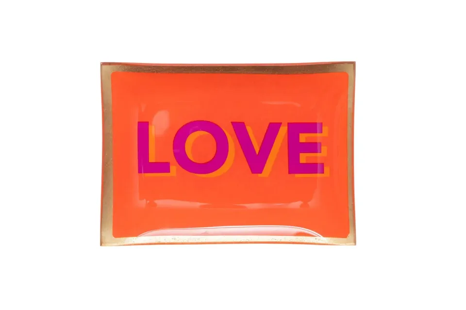 Loveplate Love M schaaltje glas oranje 14 cm