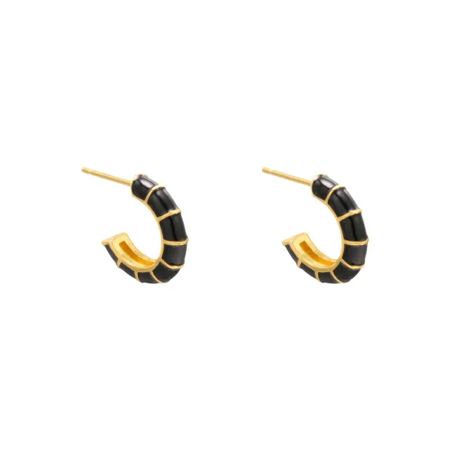 LOVEDRUNKY Wrap oorbel goud-zwart 1,3cm