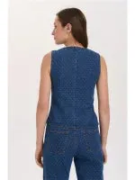 Amiek 24c Denim Gilet Lin gilet blauw katoen