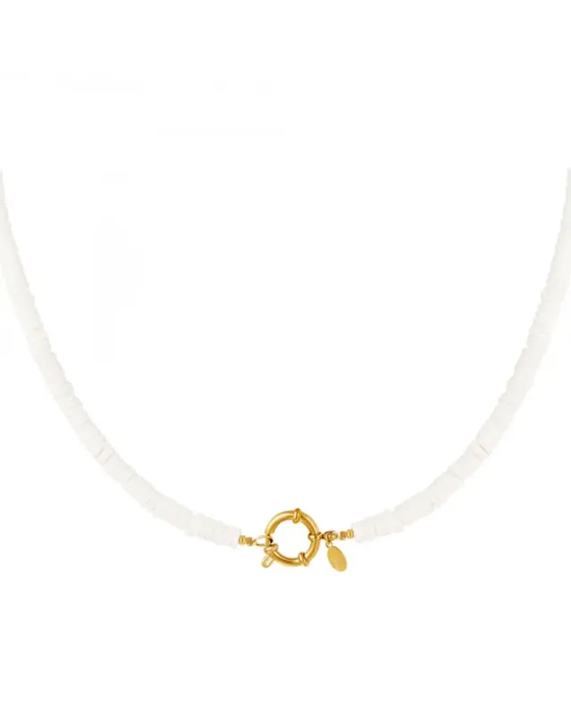 LOVEDRUNKY Beach schelpketting wit goud 43 cm