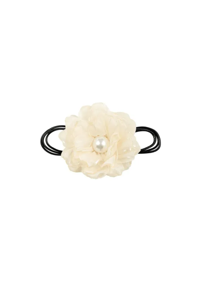 LOVEDRUNKY Flower rope choker creme 180 cm
