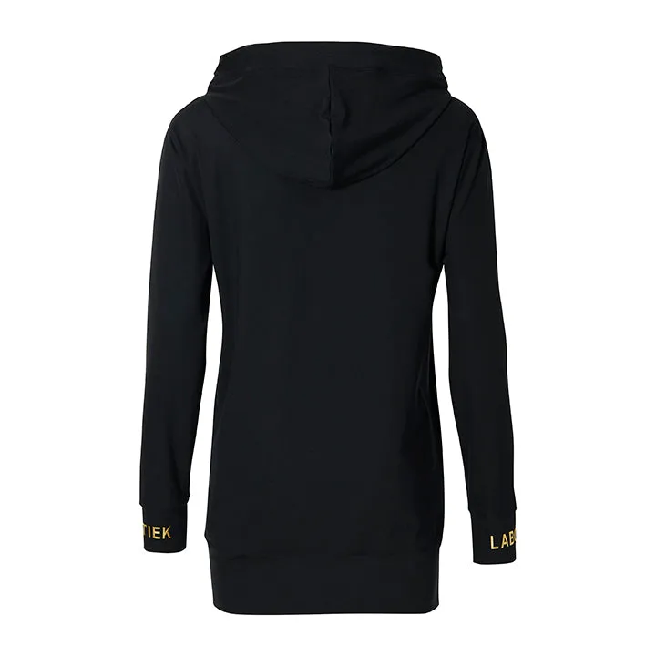 Laboutiek Sport Hoodie zwart met goud dames ademend