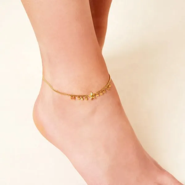LOVEDRUNKY Stars enkelband goud 22 cm