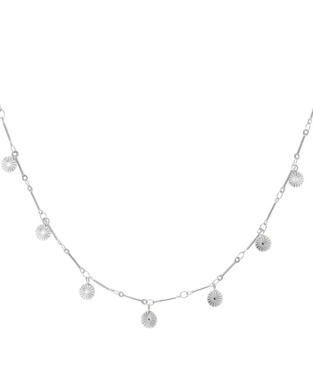 LOVEDRUNKY Flower Coin ketting zilver verstelbaar