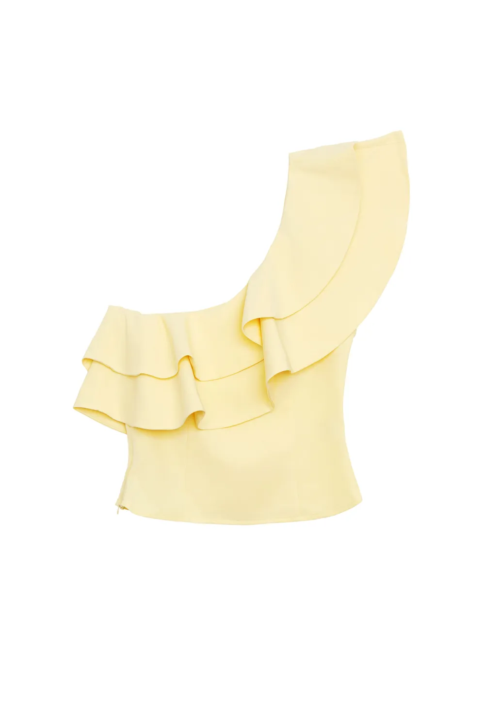 La Petite Etoile Timel top geel one-shoulder volants