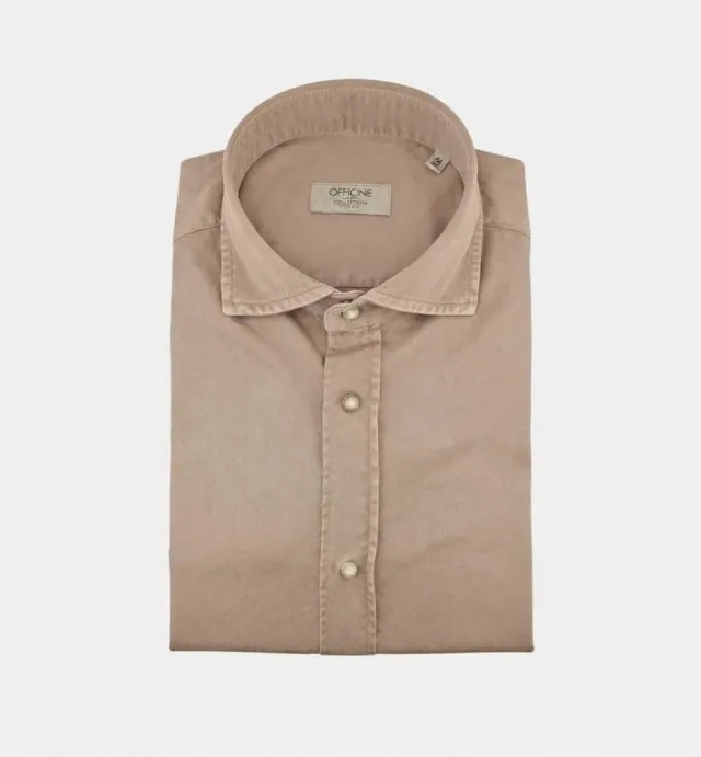 Officine Napoli Niko 1379 164 overhemd zand katoen