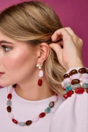Amiek Judy oorbellen goud bloem roze