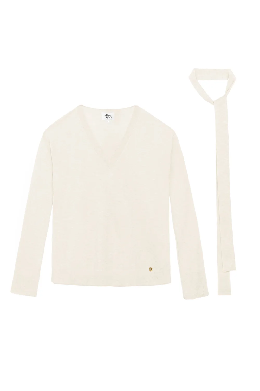 La Petite Etoile Melyaf trui ecru V-hals oversized