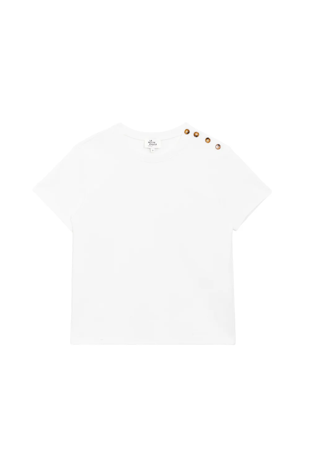 La Petite Etoile Taiga T-shirt ecru katoen knopen
