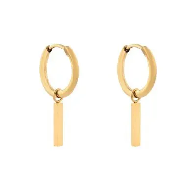 Amiek Oorbellen Bar medium creolen goud stainless steel
