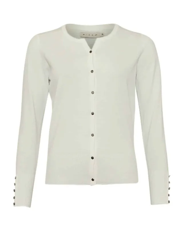 Micha Uni dames vest ronde hals knoop offwhite