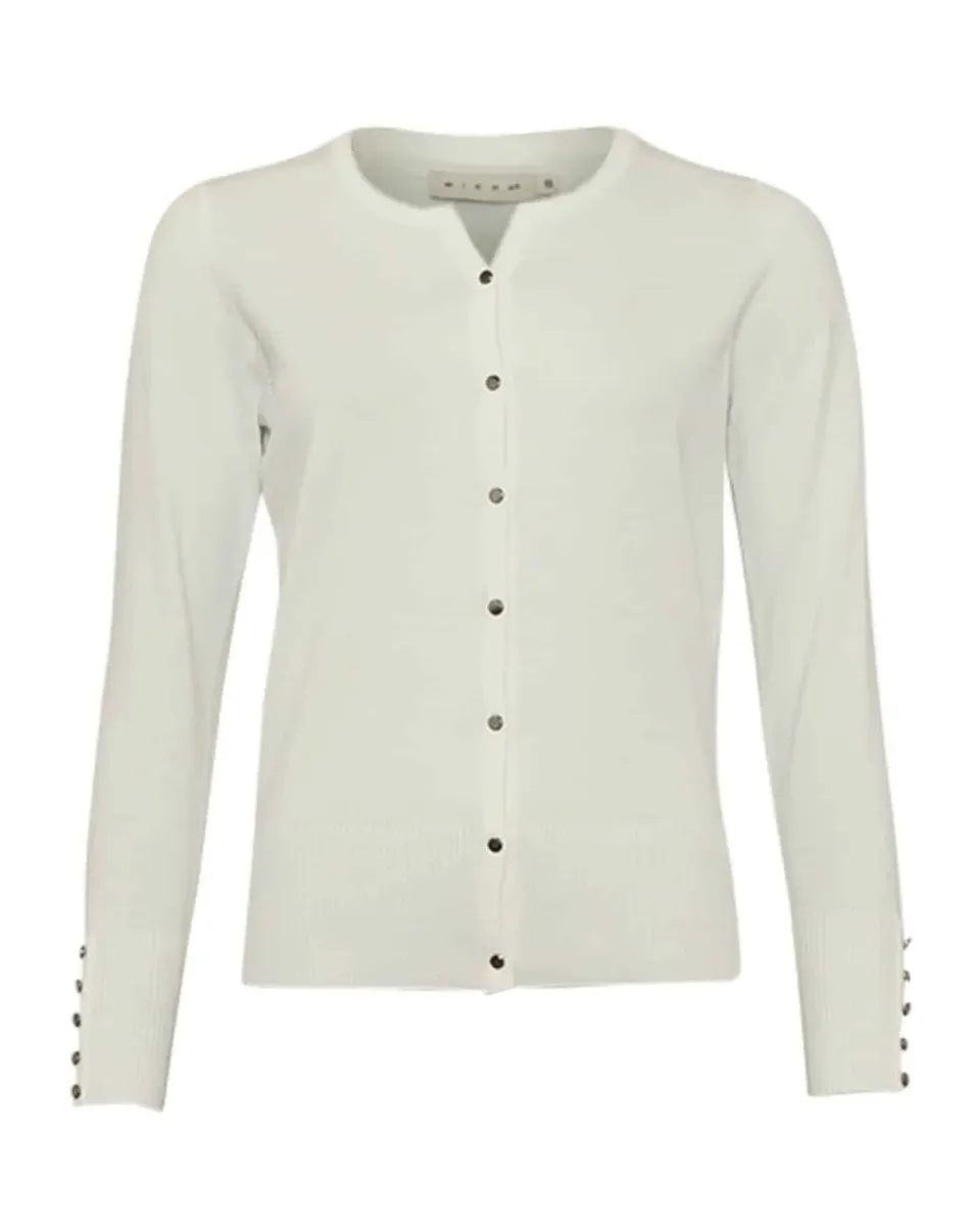 Micha Uni dames vest ronde hals knoop offwhite