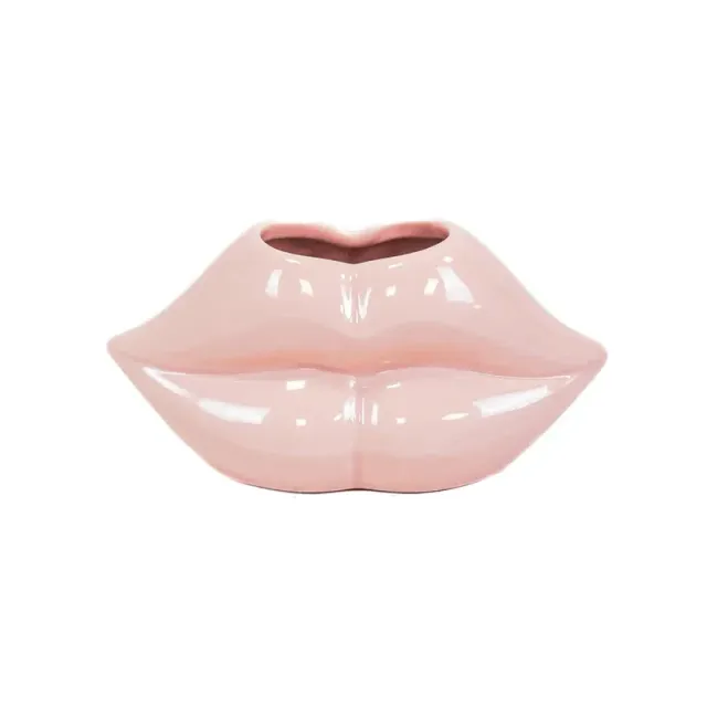 Amiek Pot Lip vaas lichtroze lippen keramiek 15,5 cm