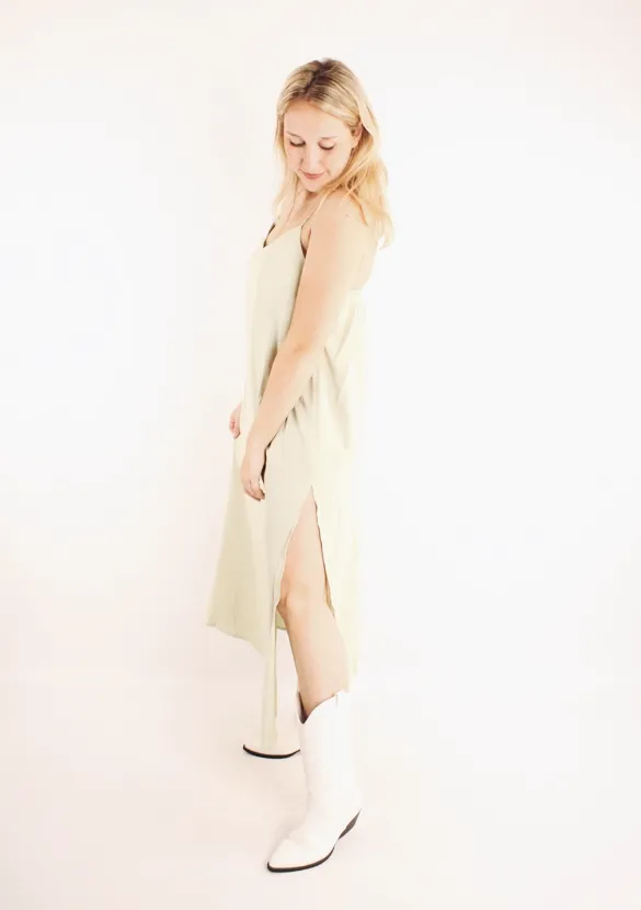 LOVEDRUNKY Maxi Jurk Split jurk mint v-hals