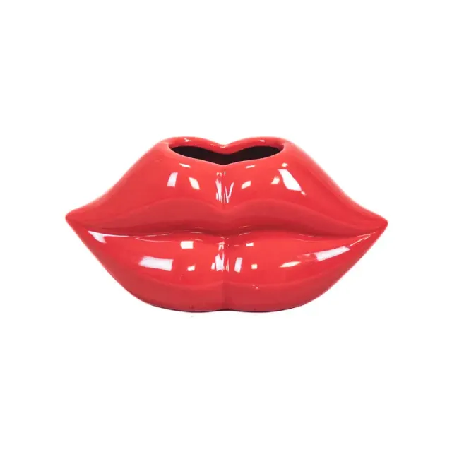 Amiek Pot Lip vaas rood keramiek