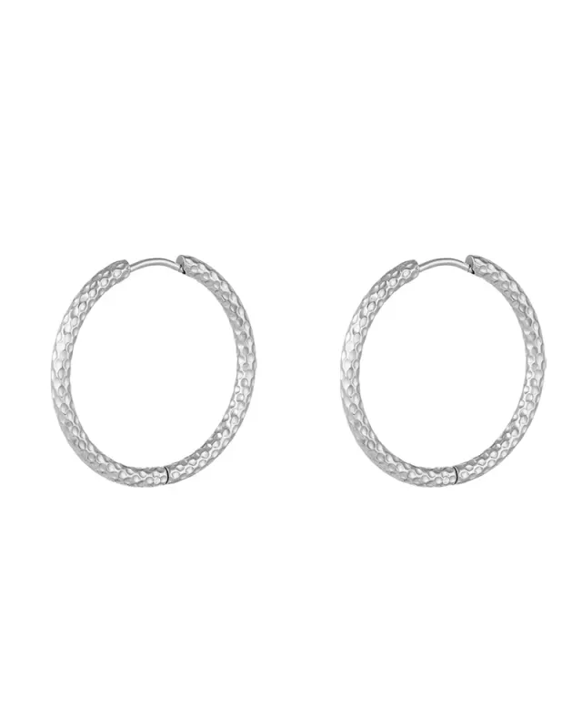 LOVEDRUNKY Hoops Pattern oorbellen zilver 3 cm