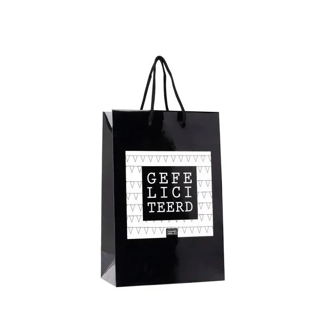 Amiek Gitbag Gefeliciteerd cadeautas zwart 24x12x36 cm