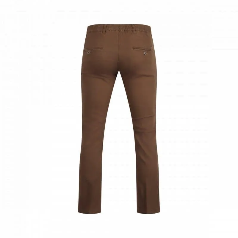 Seniorenkleding Mario heren pantalon tabak katoen