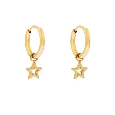 Amiek Open Star oorbellen gold ring 10 mm stainless steel