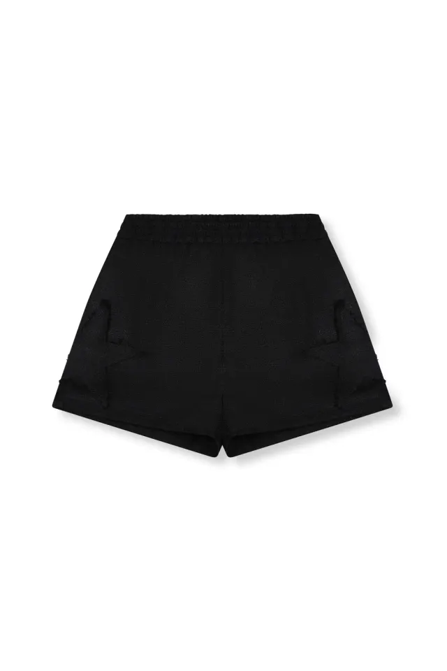 Amiek Refined Mone short zwart tweed elastische taille