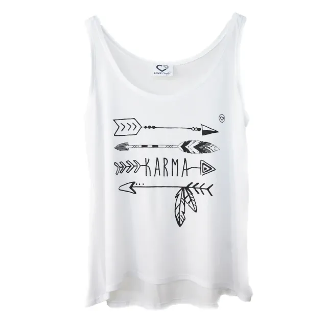 LOVEDRUNKY Karma High Low tanktop wit biologisch