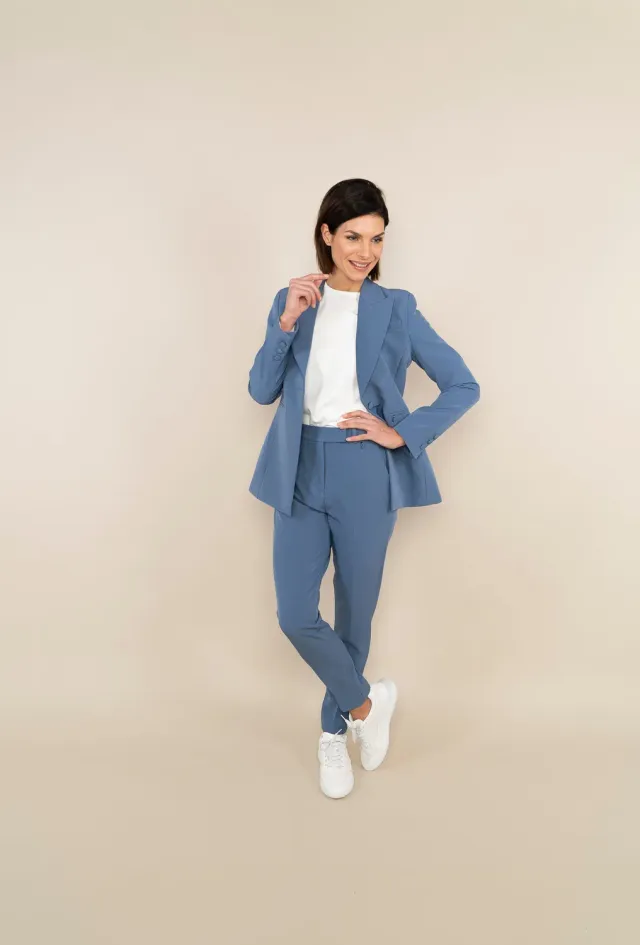 Laboutiek Blazer Long Model blazer ocean blue ruim