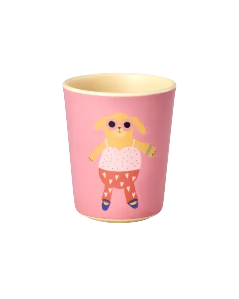 Amiek Hond kinderbeker roze 150 ml mat