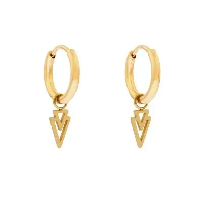 Amiek Open Triangles Oorbellen Goud 10mm