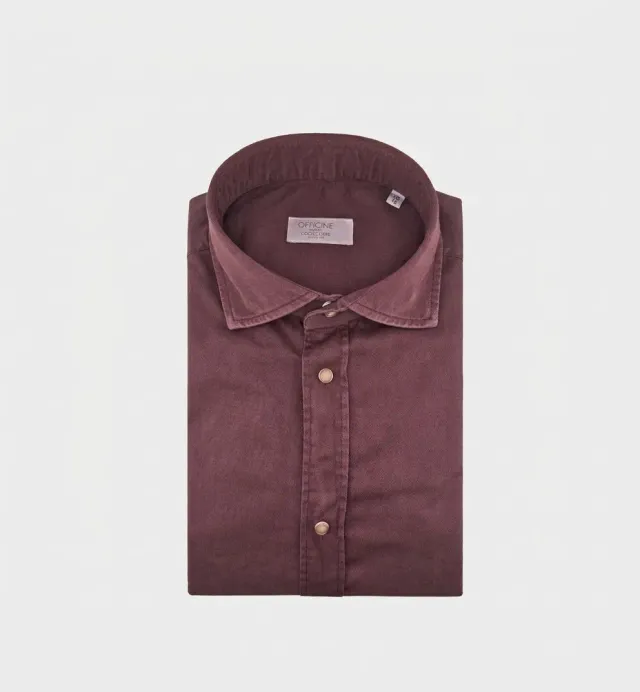 Officine Napoli Niko 1379 164 overhemd bordeaux katoen