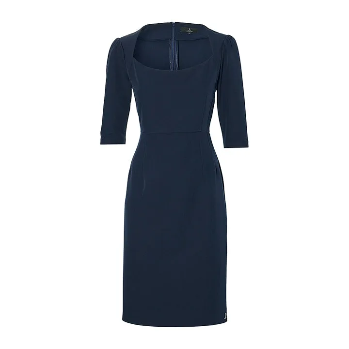 Laboutiek Shoulder jurk navy vierkante hals