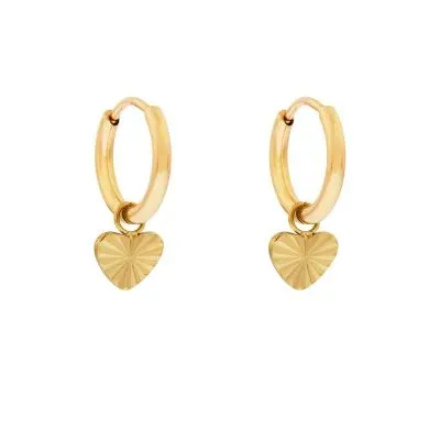 Amiek Essentialistics Flamed Heart oorbellen staal goud
