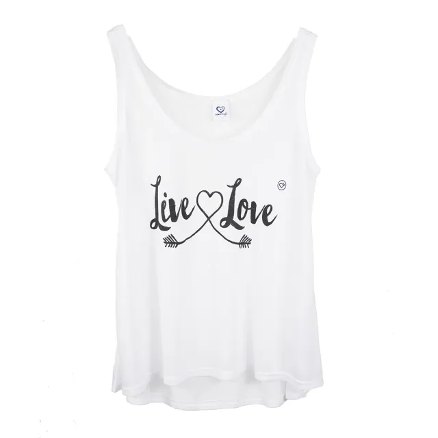 LOVEDRUNKY Live & Love high/low tanktop Wit bio