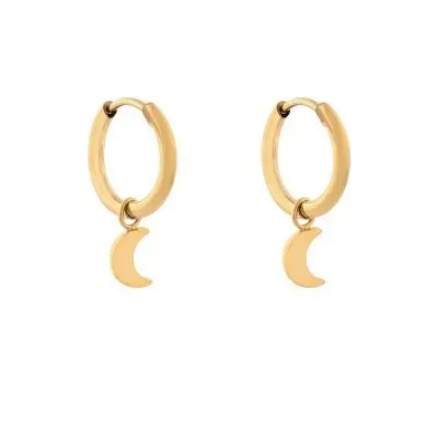 Essentialistics Moon oorbellen goud 10 mm stainless steel