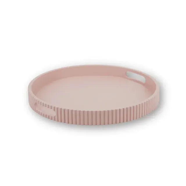 Amiek Dienblad Geribbelde Rand lichtroze 35cm