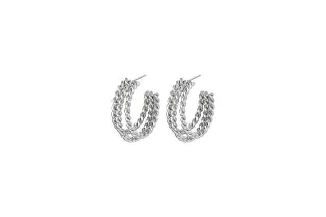 LOVEDRUNKY Noir oorbellen zilver touw structuur
