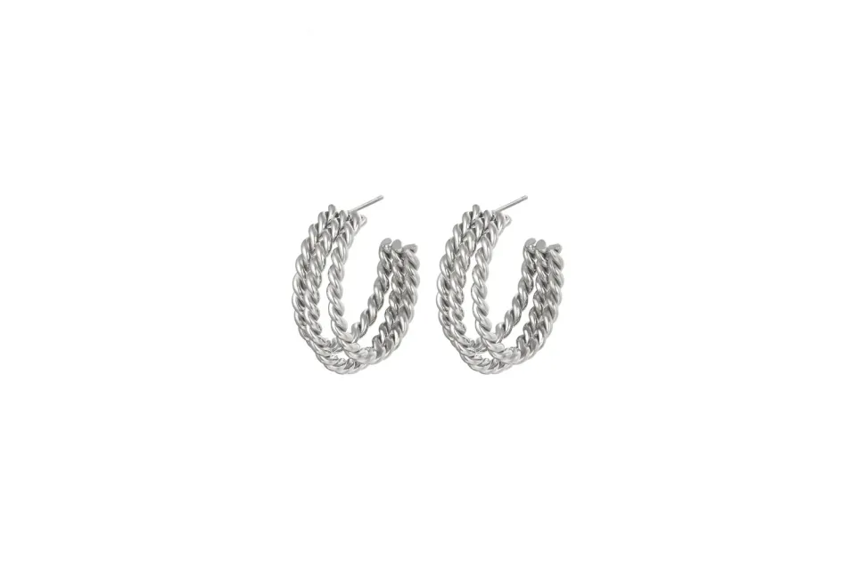 LOVEDRUNKY Noir oorbellen zilver touw structuur