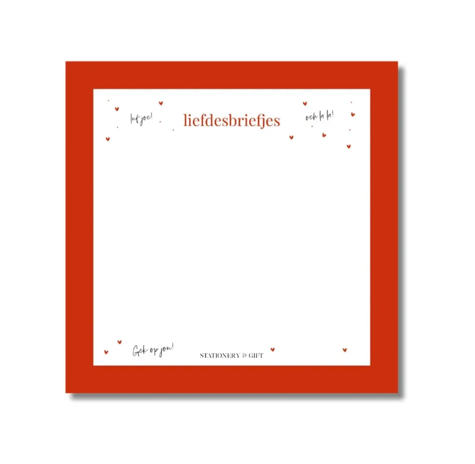 Amiek Liefdesbriefjes notitieblok rood 15x15