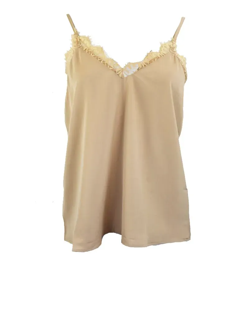 LOVEDRUNKY Kant singlet top beige verstelbare bandjes